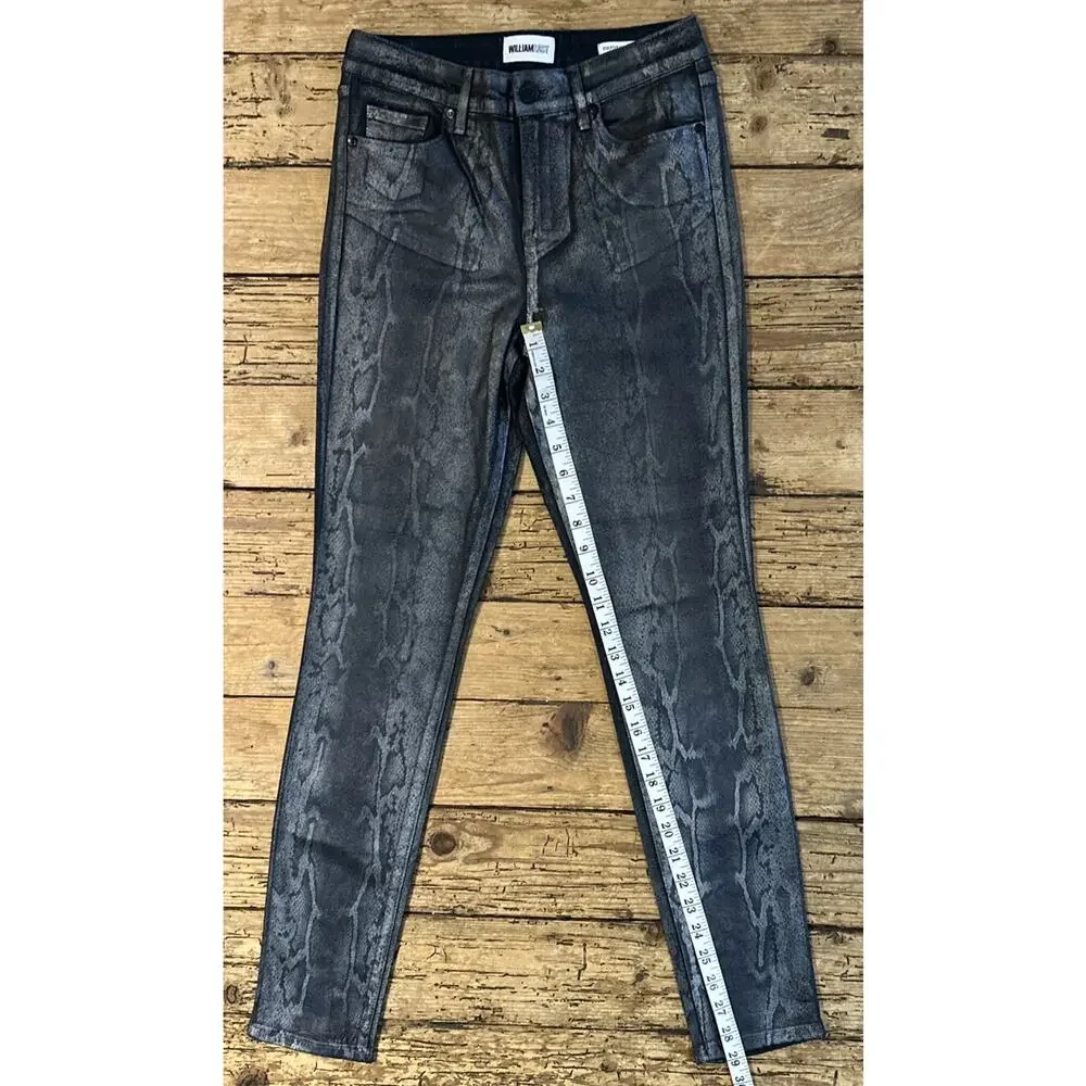 William Rast Women’s Gray Wax Coated Reptile Print Sculpted High Jeans Size 26_4